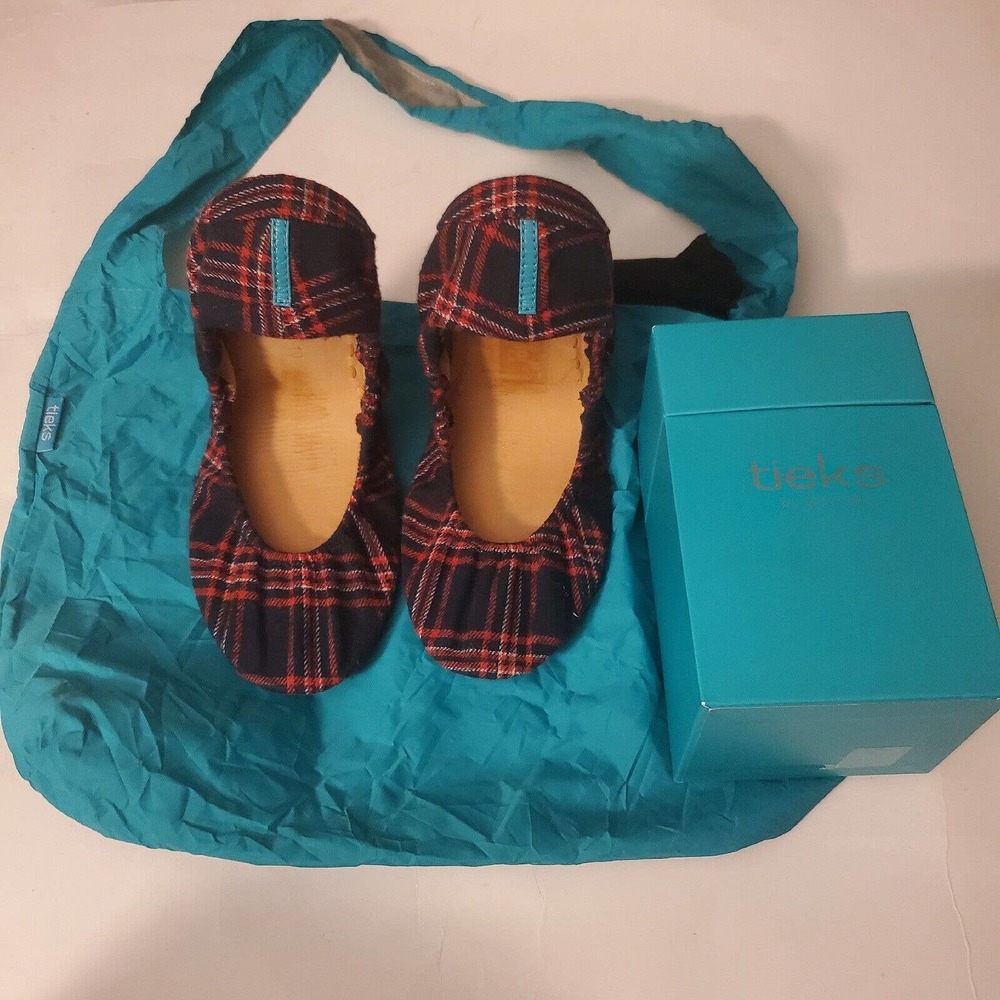 Tieks Red and Blue Plaid Ballet Flats
